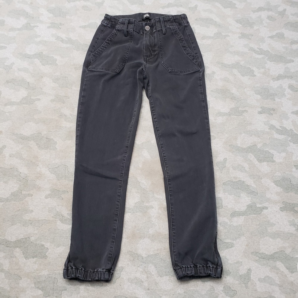 Paige Jeans Youth 23 Black Mayslie Tapered Leg Denim Dark‎ Wash